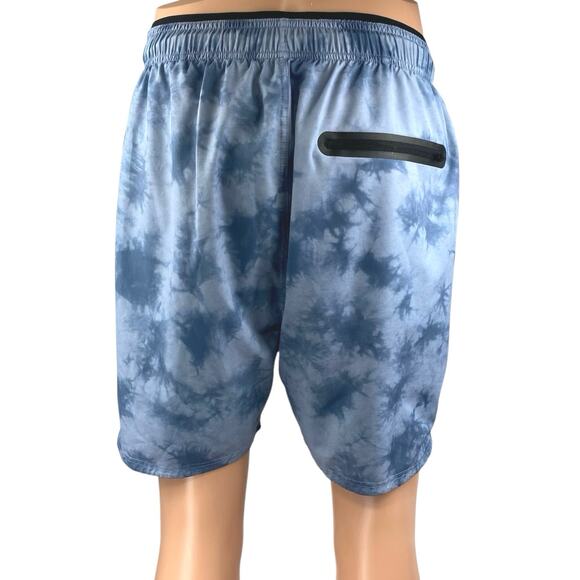 BYLT Men's Blue Tie Dye Elastic Waist Drawstring Basic Training Gym Shorts Sz XL - Picture 3 of 5